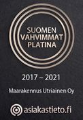 Suomen Vahvimmat Platina 2017-2021 sertifikaatti